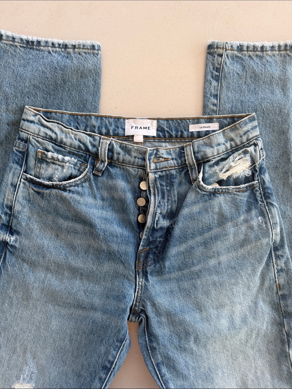 Frame Denim Men’s Relaxed Light Blue Button-Fly Jeans